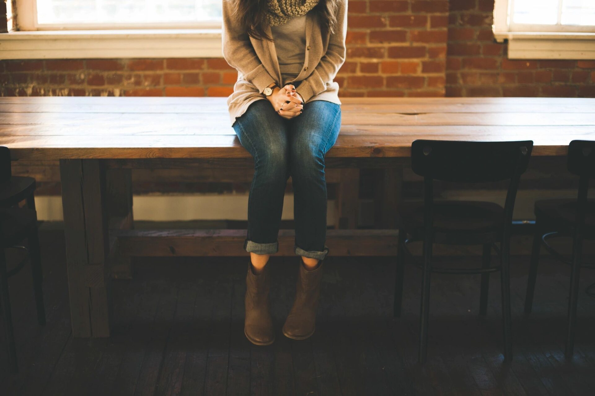 Lady Sitting on a Bench