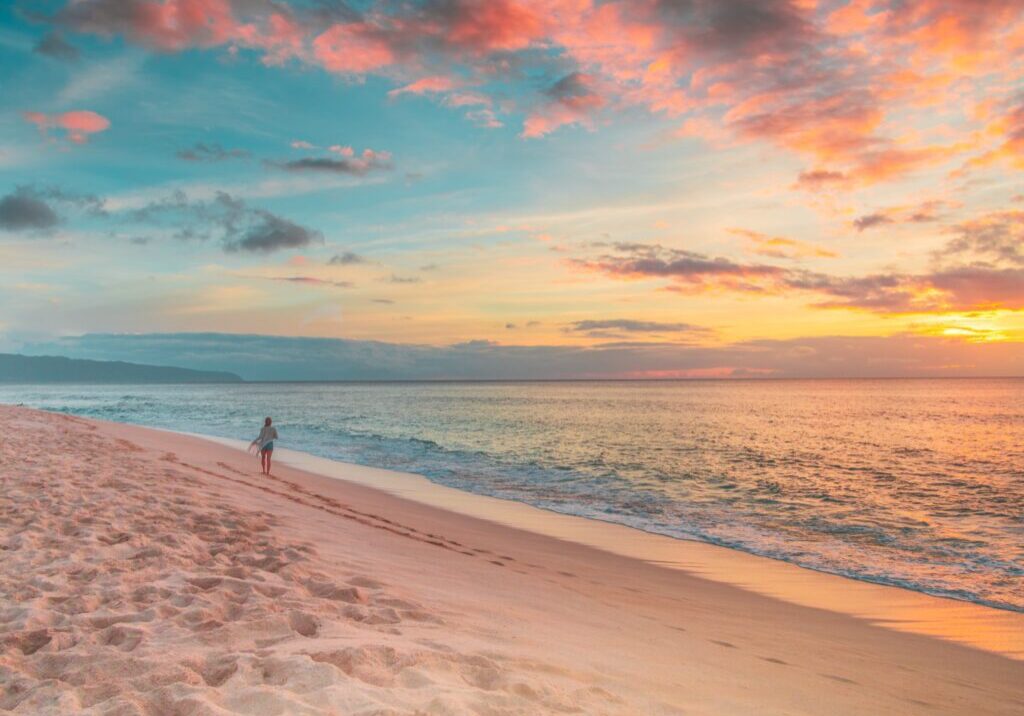 Girl walking a beach